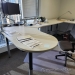 White Powered L Suite Sit Stand Desk w/ Right Hand Runoff